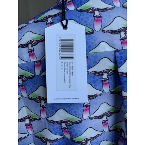 NWT WESC AOP Shroomspiracy Men's Button Front Casual Shirt M SHROOMS TRIPPY - Picture 5 of 8